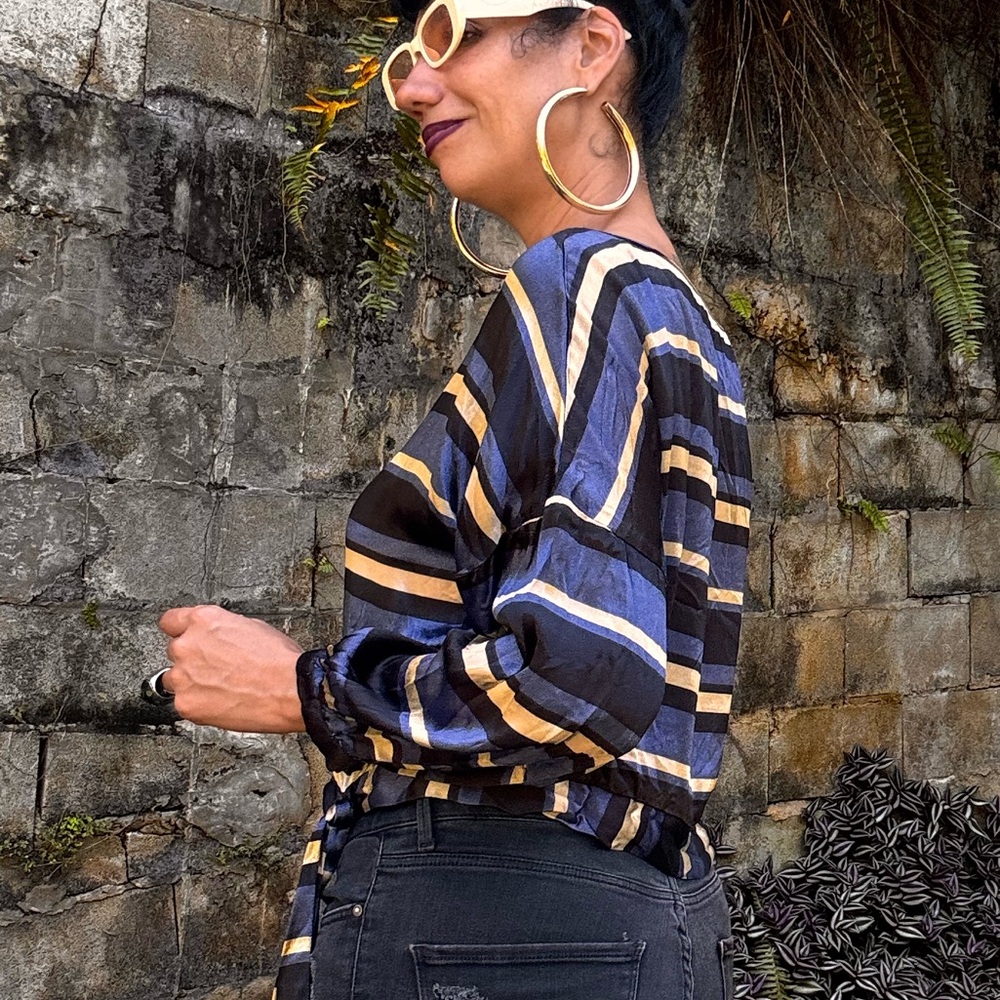 Vintage Zara Basic Collection Stripe Multicolor S… - image 3